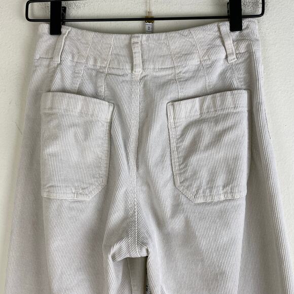 Maeve Colette Cropped Wide Leg Corduroy Pants Size 26P Cream Anthropologie - Picture 8 of 13